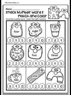 Kindergarten Math Worksheets : Numbers 1-10 Number Words Distance Learning