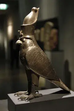Cult Statue of Horus as Falcon Wearing Double Crown of Egypt -