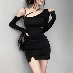 Aesthetic Night Party Dress - black / L