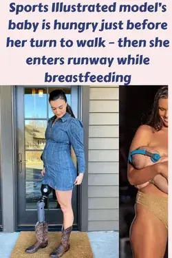 Sports Illustrated model's baby is hungry just before her turn to walk - then