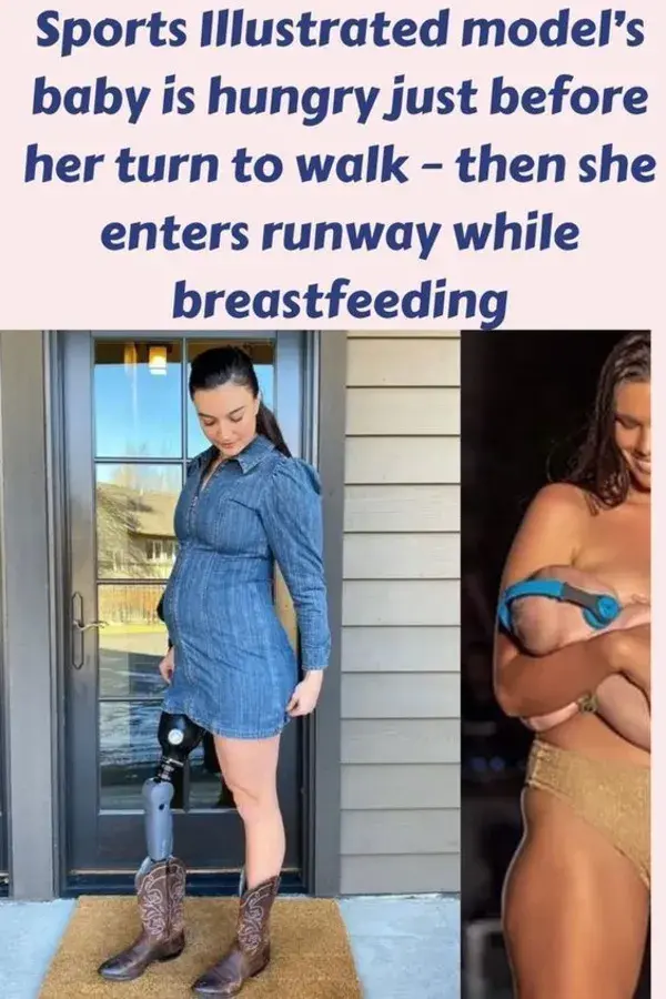 Sports Illustrated model's baby is hungry just before her turn to walk - then