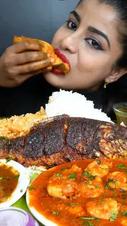 Ashifa ASMR Eating Spicy Fish Fry, Curry, Chicken Curry, Rice Big Bites ASMR Eating Mukbang Video