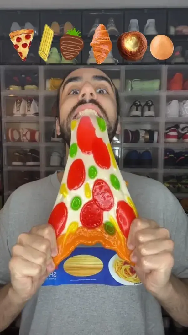Food ASMR Eating a Gummy Pizza and other snacks!