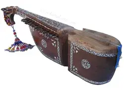 traditional folk musical instrument Afghanistan Rubab rabab rabab mother of pearl inlay