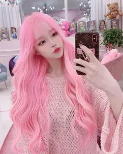 💕😘Pink is a very girlish color,Amarlis  Long Wavy Wigs for Women, 😘28Inch Pink Hair Wig💕