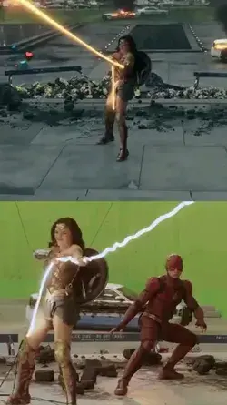 Justice League behind the scenes . . . before vfx vs after  .