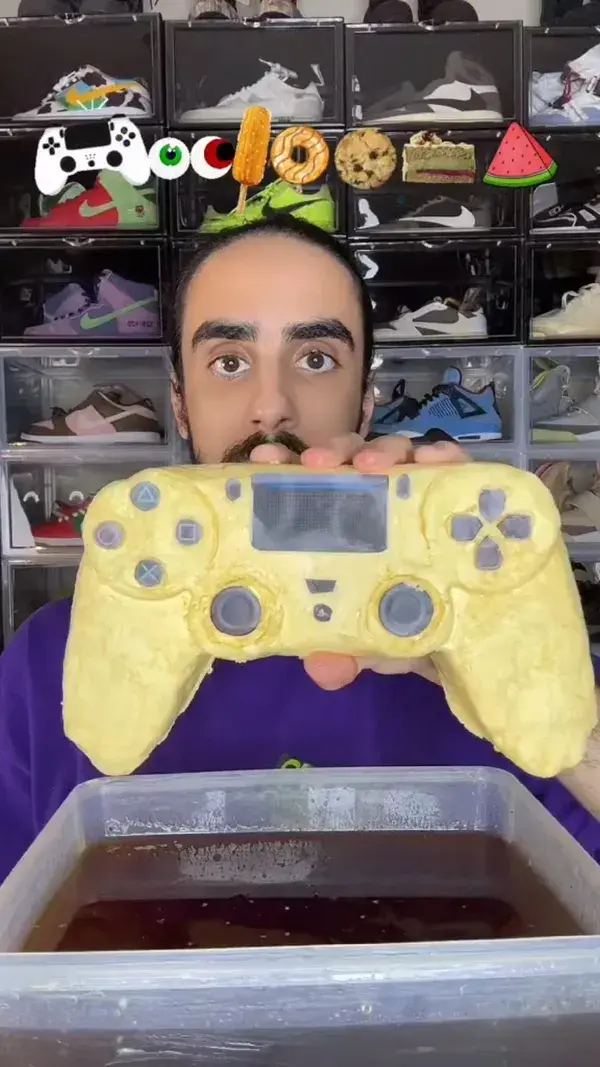 Food ASMR Eating a Playstation Controller and other snacks!