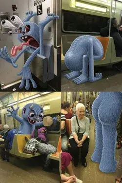 ‘Subway Doodle’ adds monsters next to strangers we love them. 😍