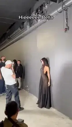 Bella Hadid backstage at the Ludovic de Saint Sernin Fall/Winter 2022 fashion show