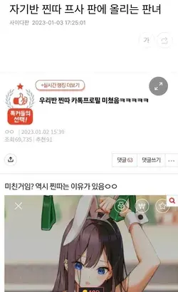 자기반 찐따 프사 판에 올리는 판녀