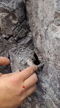 Cracking open the mystery: a glimpse into the heart of a calcite pocket in Belgium. 💎🔨