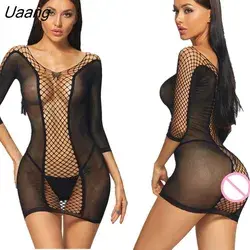 Uaang Women Fashion Print See Through Hollow Out Rompers Lace Sleeveless Bodycon Slim Playsuit Sexy Dress Streetwear Summer Clubwear Y-WM69-XXL