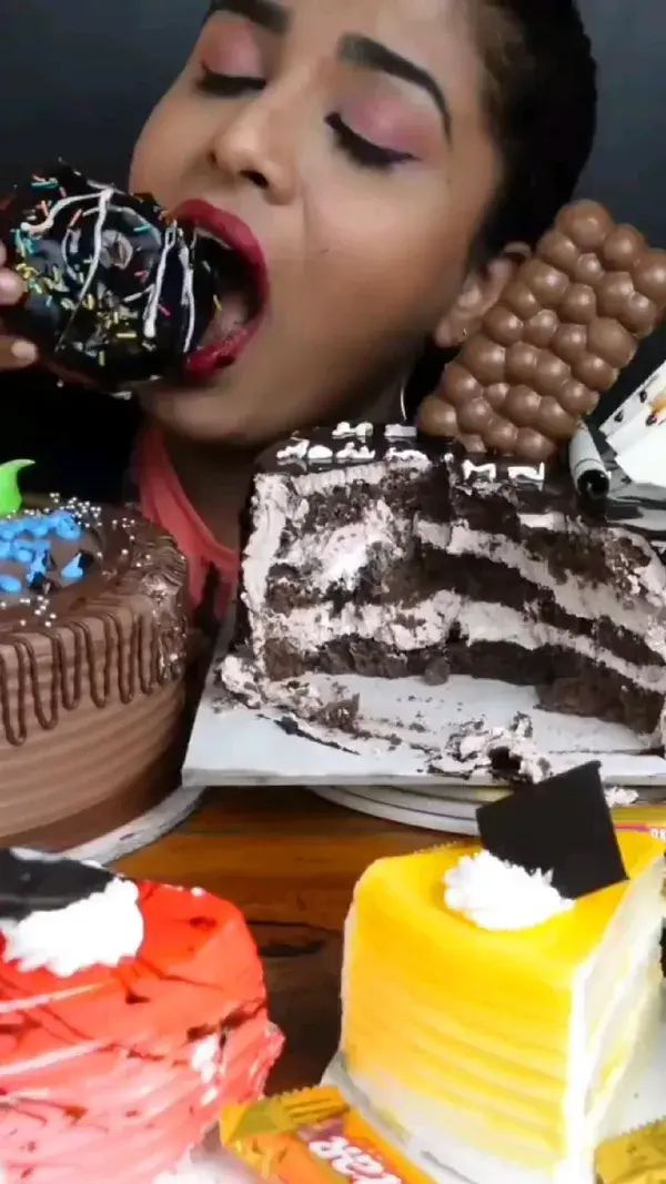 Ashifa ASMR Eating Chocolate Cake, Cheese Cake, Donut, Vanilla Cake Pastry ASMR Eating Mukbang Video