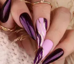 Fall-Autumn-winter-nails- 2022-2023-trends-Autumn nails-design ideas -purple-rose-gold-nails