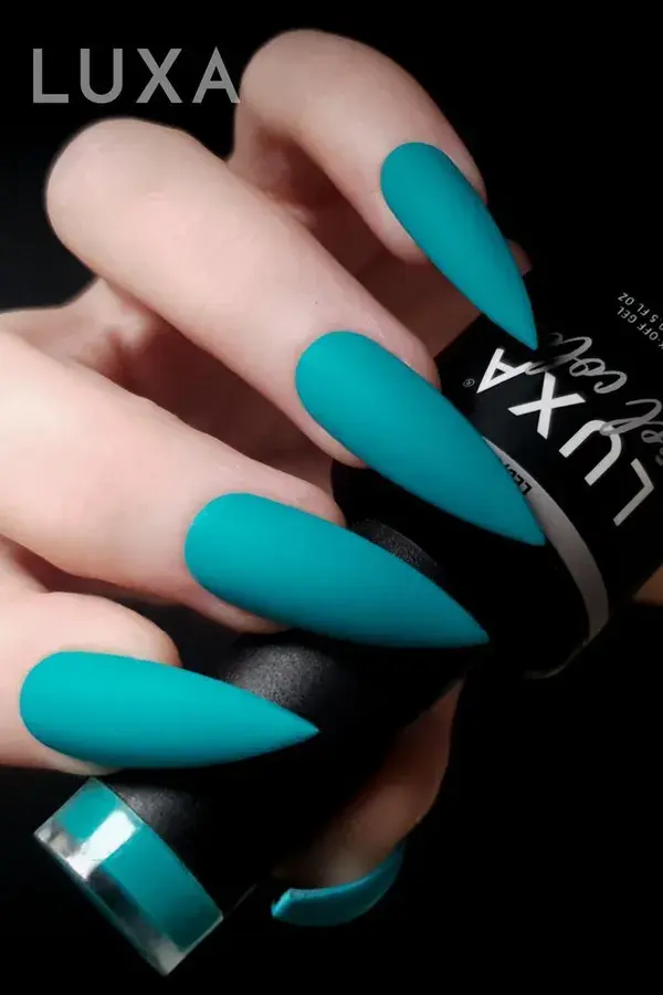 Graffiti | Bright Turquoise Matte Gel Nails