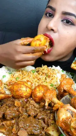 Ashifa ASMR Eating Spicy Chicken Leg Piece, Egg,  Biryani, Mutton Curry ASMR Eating Mukbang Video