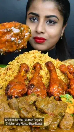 Ashifa ASMR Eating Ashifa ASMR Eating chicken Biryani, Mutton Biryani, Ghee Dosa, chicken leg piece