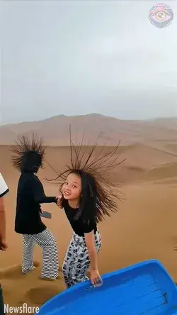 Electrified clouds in this desert make people's hair stand on ends 😲
