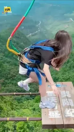 Bungee Jumping fun 😛😛 with rope at height with nature beauty | #asmr #shorts #bungeejumping