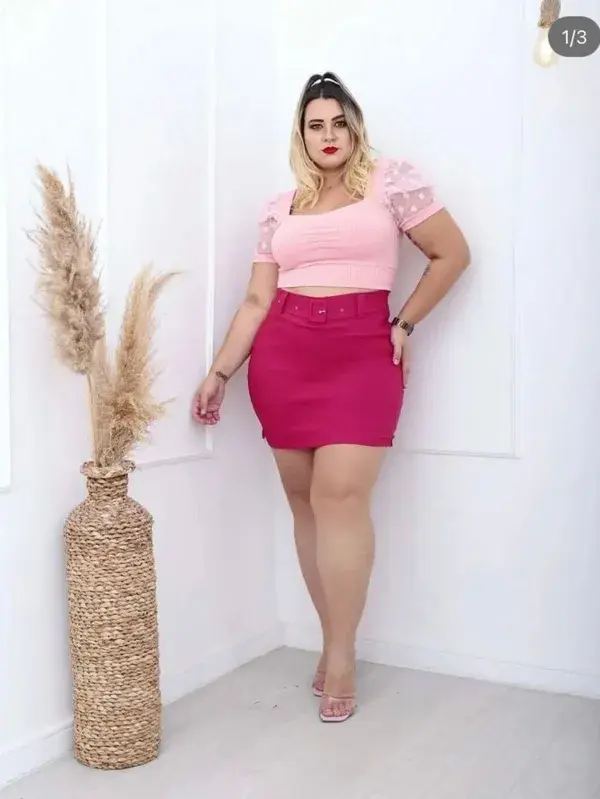 Short Saia Bengaline Plus Size Tamanho Grande