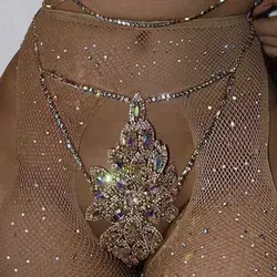 Jewelry colorful diamond shaped Rhinestone bra chain party luxury shiny Bikini Set