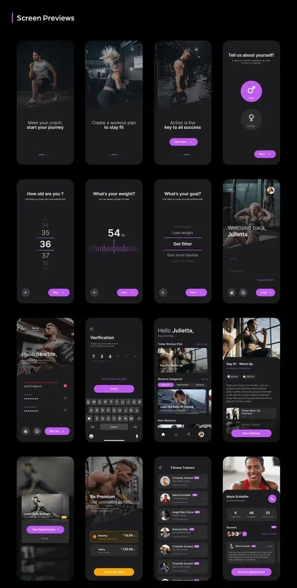 Feat Fitness UI Design Kit High quality fitness UI design kit for Figma and Sketch