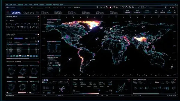 Multicolored Digital Interface Screen. Tracking Stock Footage Video