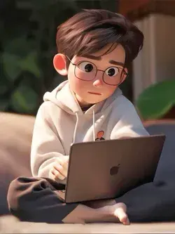 Boy with laptop | chat with friend