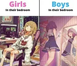 girls in their bedroom vs boys in their bedroom | meme image