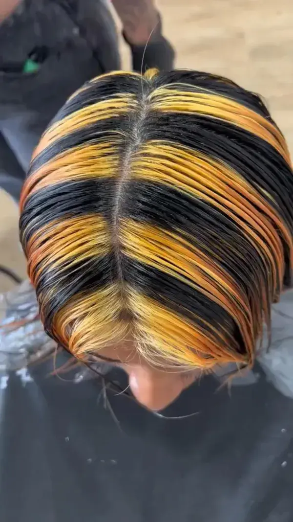 Streak colored hair style ❤️❤️💛💛