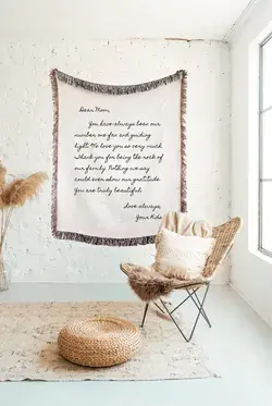 Letter Blanket Personalized Mother's Day Gift for Mom Birthday Gift Love Woven Cotton Anniversary Gift For Girlfriend For Boyfriend For Wife