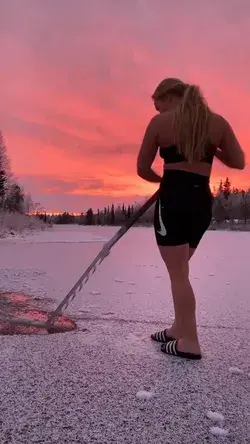 Making an ice bath in Finland