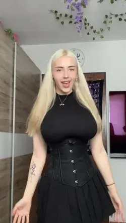 Blonde Girl in Black Outfit