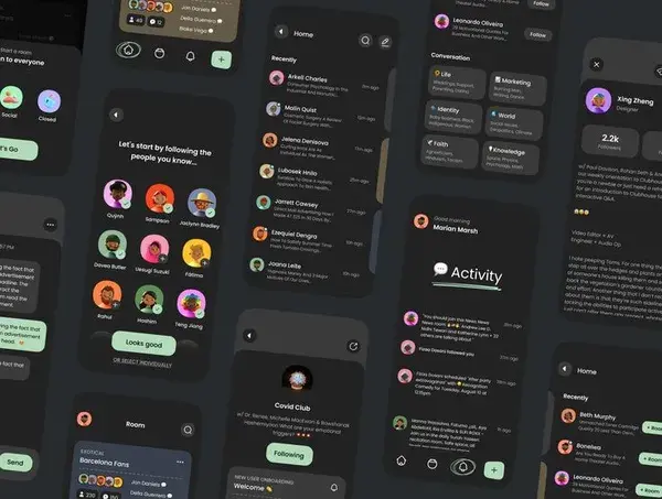 Social Audio App UI Kit The Social Audio App UI Kit , 70 Screens , Available for Figma &