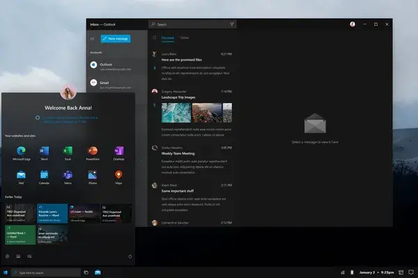 Concept Fluent Windows 10 Start Menu