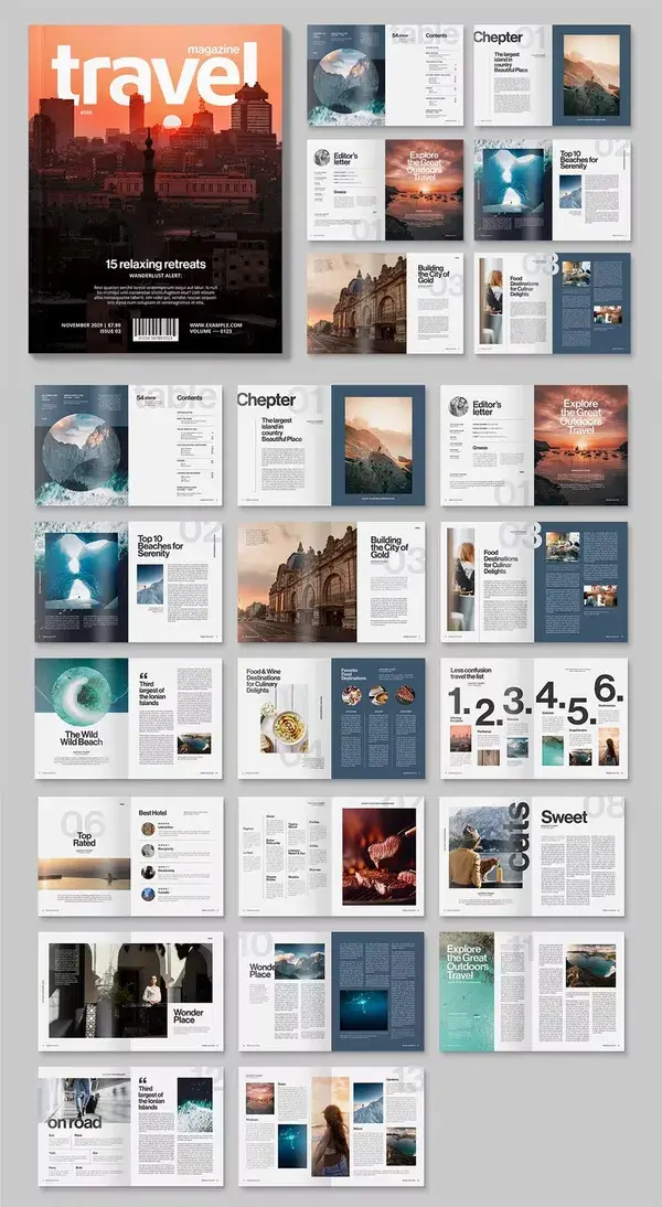 Travel Magazine Template InDesign