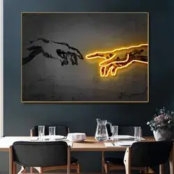 картина холст с подсветкой в интерьере canvas painting with lighting in the interior