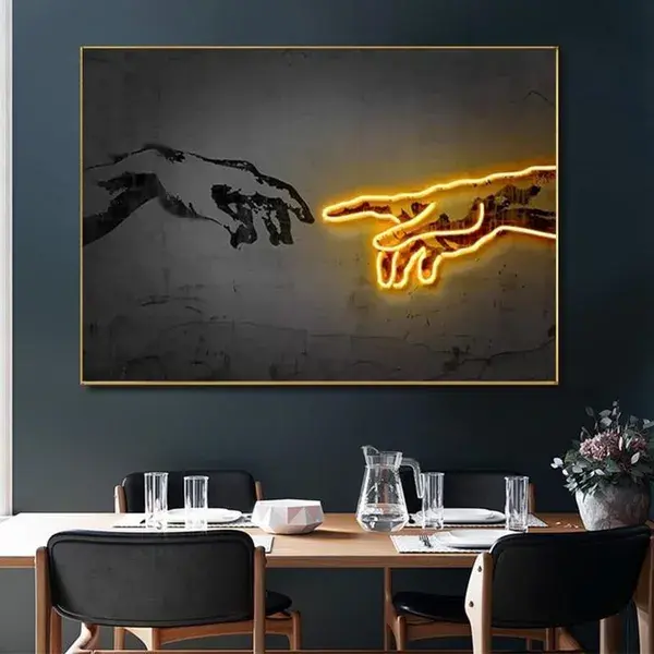 картина холст с подсветкой в интерьере canvas painting with lighting in the interior