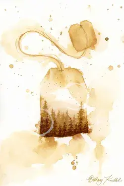 Pine Tea Print || 5 x 7 || 8 x 12 || Giclee Print || Watercolor Art Print || Semi-Abstract || Tea Bag || Tea Drinking