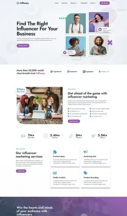 Influencer Marketing Agency Elementor Pro Template Kit