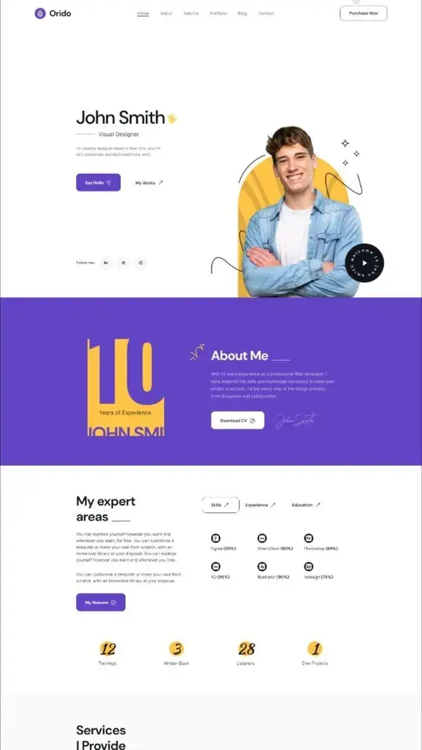 Modern website and landing page in figma, xd, or PSD format