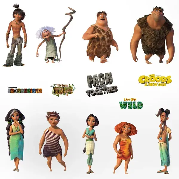 The Croods 2: Characters Collection - NBC Universal Removable Wall Adhesive Decal 14 Decals 9"W x 25"H