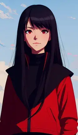 Red eyes girl with a red jacket