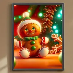 1pc 5d Diamond Painting Set Creative Christmas Happy Cookie Doll Pattern Beginner Diy Diamond Painting Frameless Home Decoration Gift 11.81in*15.75in