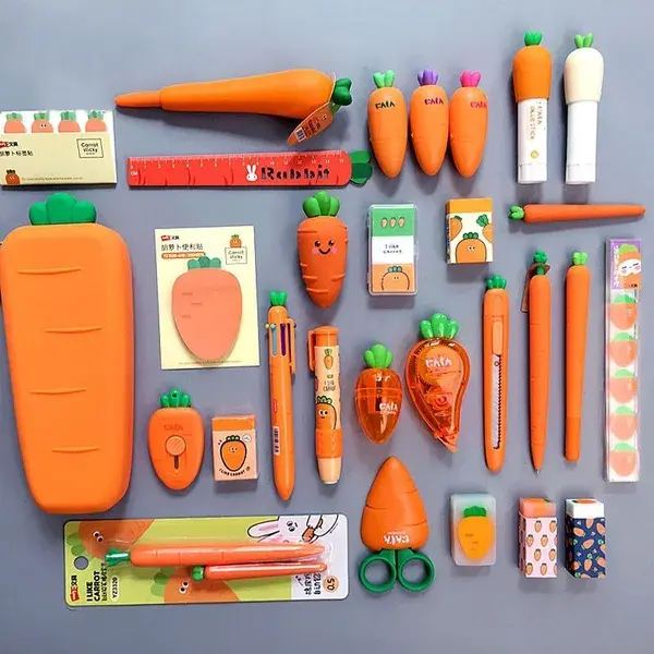 Silicone Carrot Pencil Case - Carrot full set