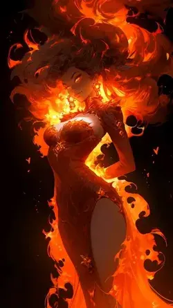 hot fire girl anime beautiful look