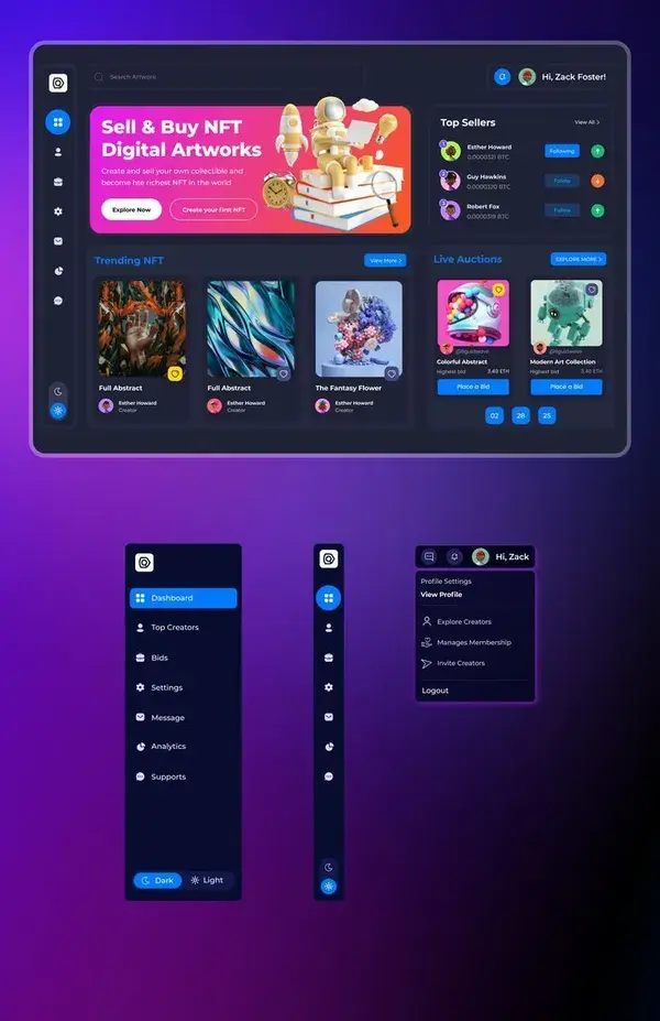 NFT Web Dashboard Dark