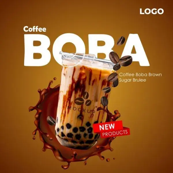 Day 28 Start your day with some boba coffee. Social Media post for coffee.