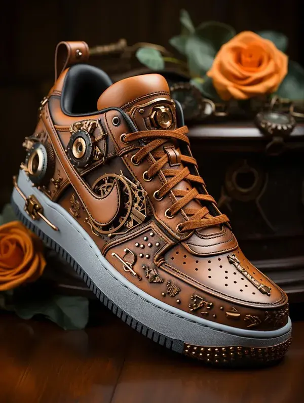 Nike Air Shoe brown leather steampunk