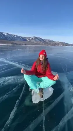 Sliding on the world’s largest lake at Lake Baikal, Russia